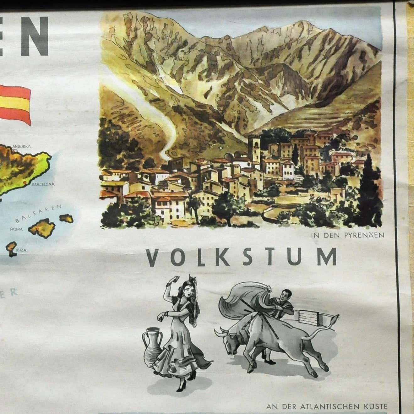 Cottagecore Wall Chart Spain Landscape Culture Souvenir Rollable Map Poster photo Art