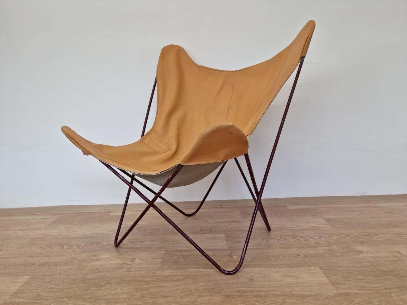 Vintage Mid Century Bkf Hardoy Butterfly Chair  1970s photo furniture