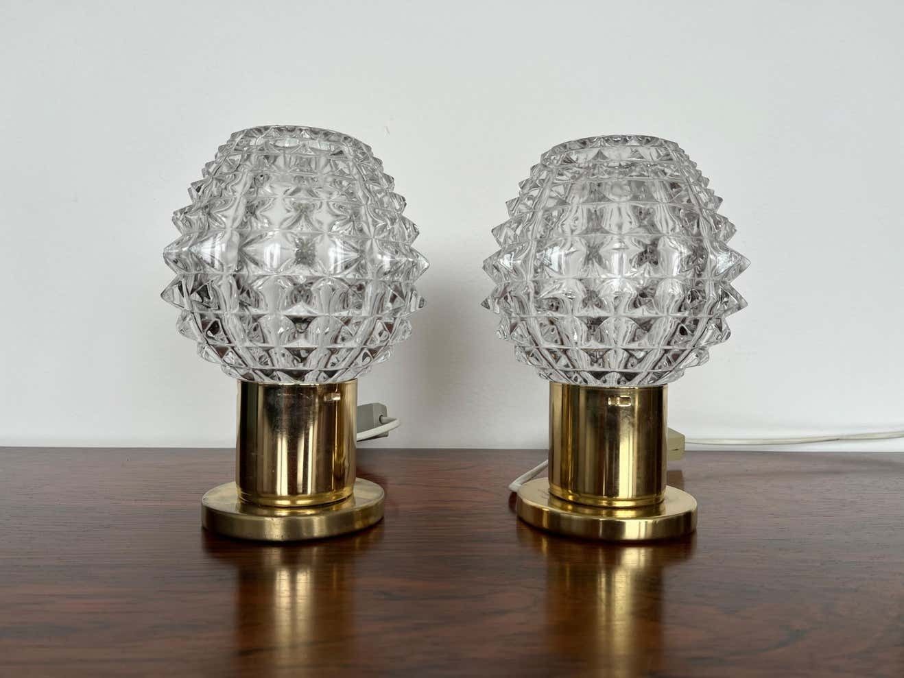 Pair Of Brass Table Or Lamps By Kamenický šenov 1960's Czechoslovakia