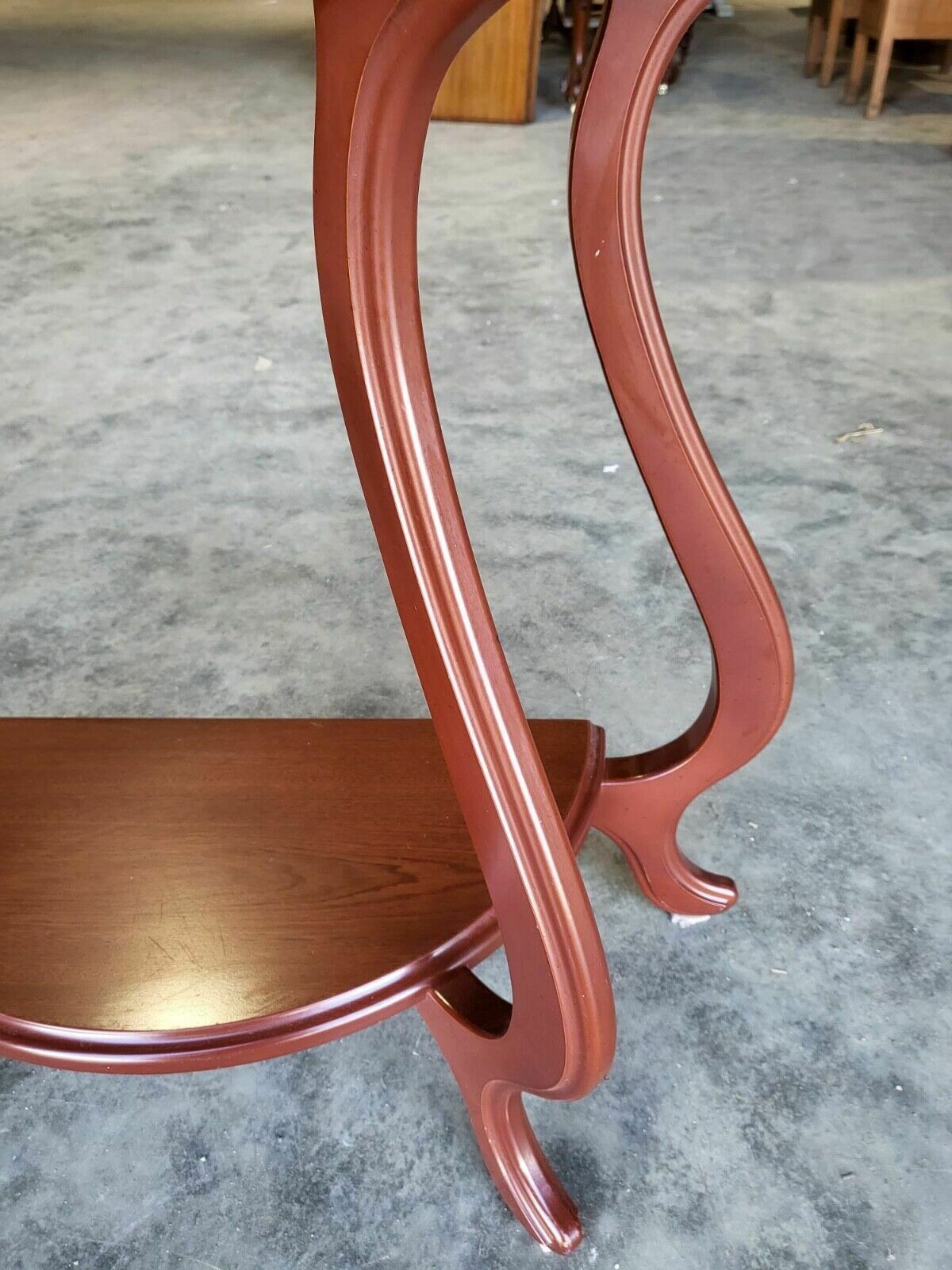 Furniture Antique Repro French Serpentine 2 Tier Console Hall End Lamp Table Tall photo
