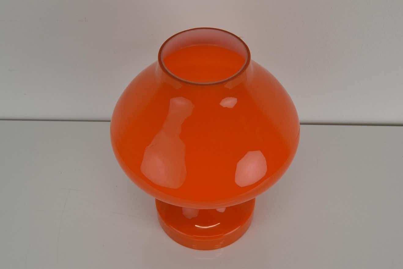 All Glass Orange Table Lamp By Valasske Mezirici1970's photo Lighting