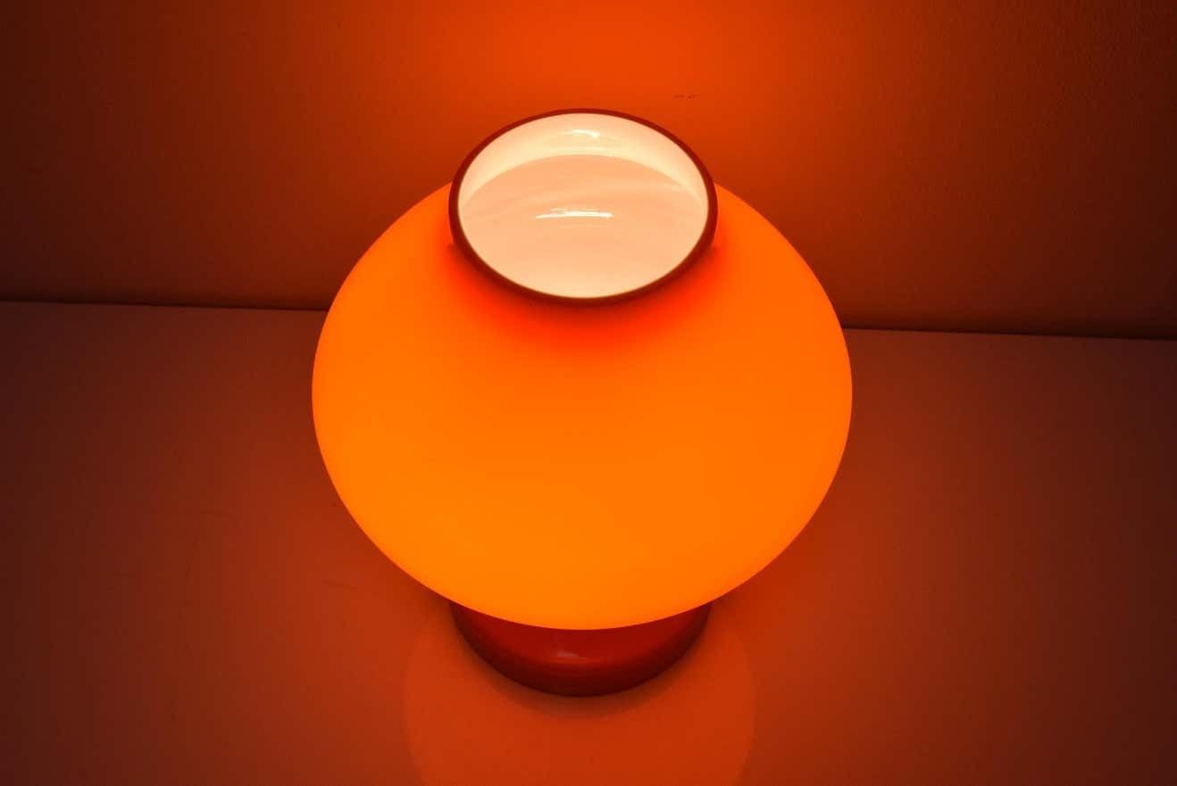 All Glass Orange Table Lamp By Valasske Mezirici1970's photo vintage