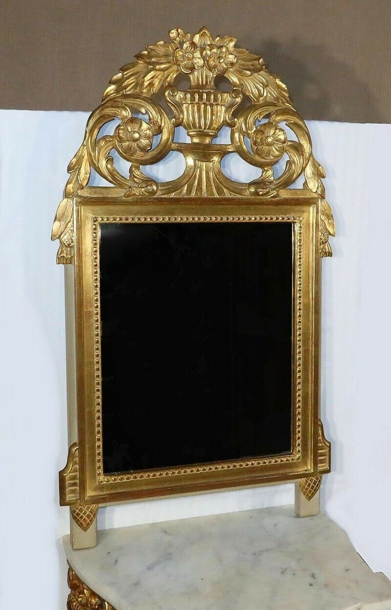 Golden Wood Mirror, Louis XVI Style, Early 20th Century
