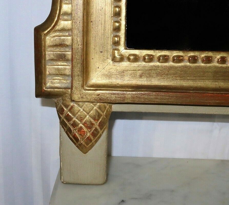 Golden Wood Mirror, Louis XVI Style, Early 20th Century photo vintage