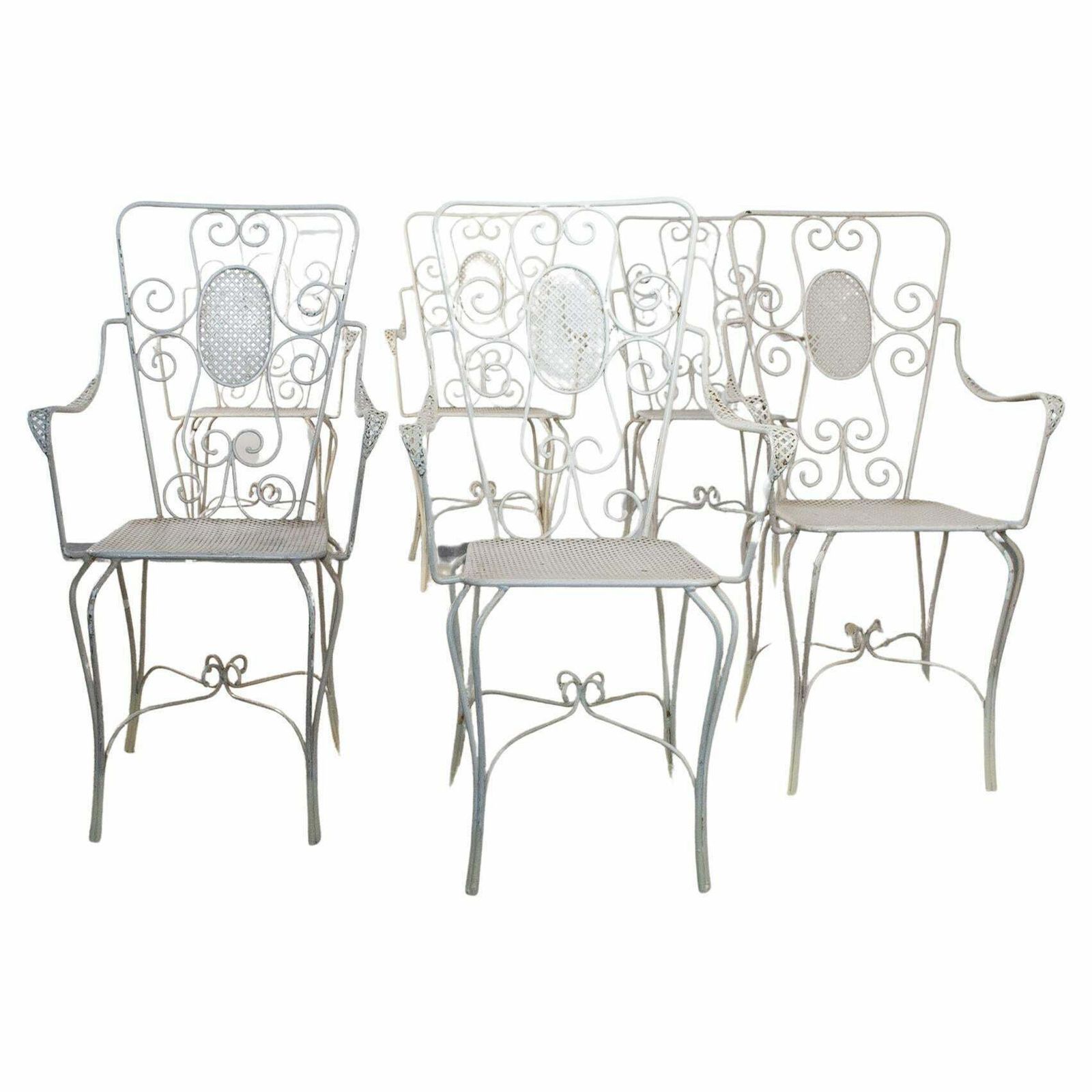 Casa E Giardino, Six White Painted Metal Chairs, 1942
