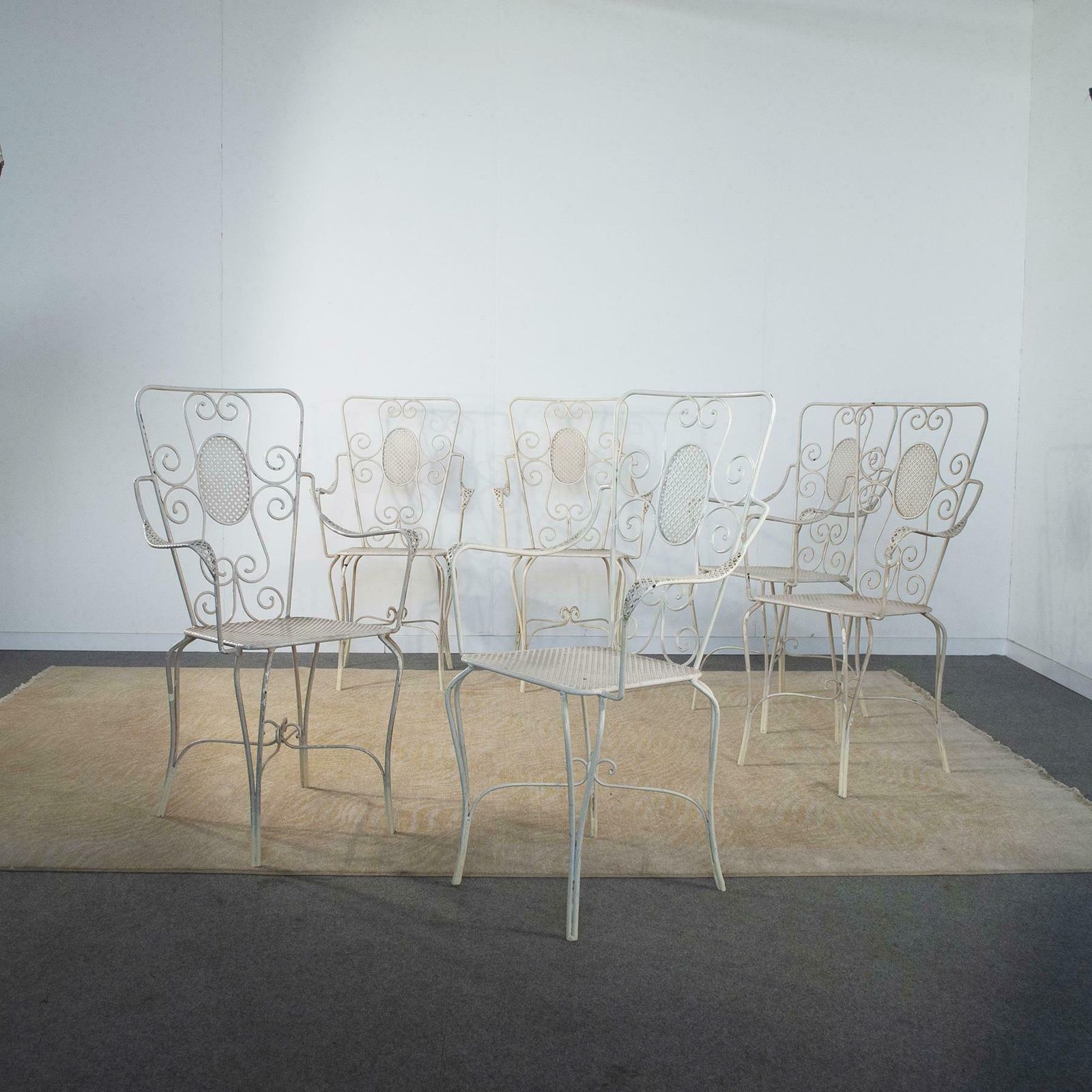Casa E Giardino, Six White Painted Metal Chairs, 1942 photo furniture