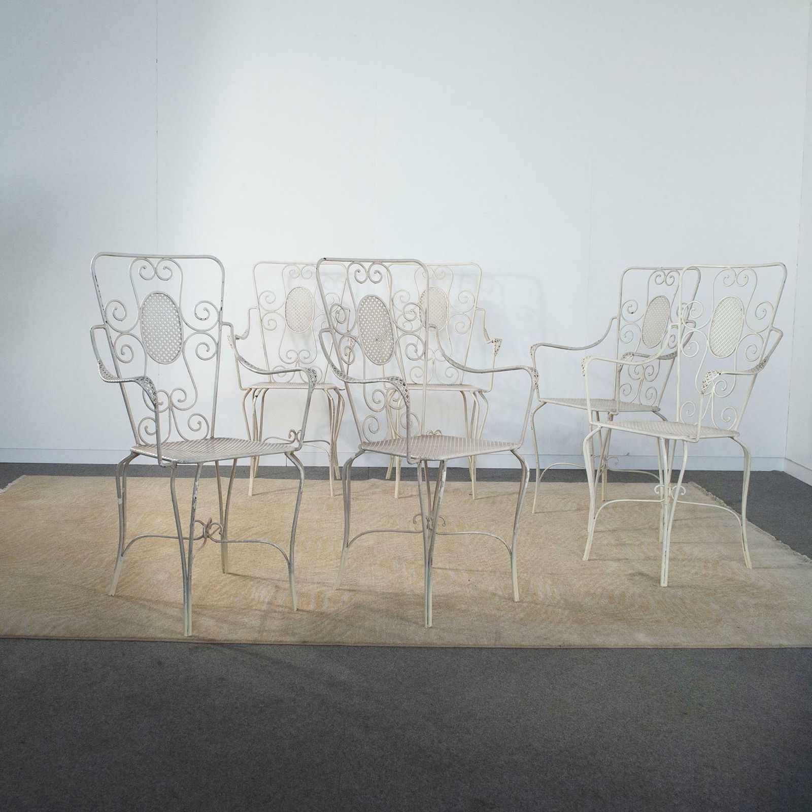 Furniture Casa E Giardino, Six White Painted Metal Chairs, 1942 photo