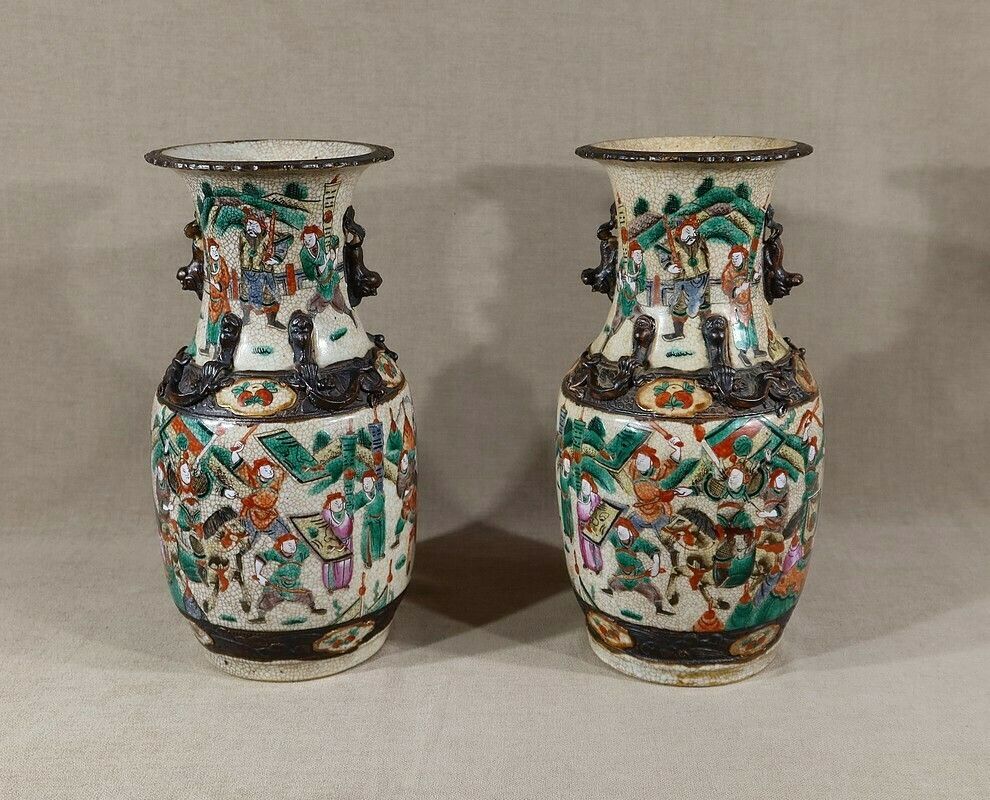 Pair Of Nanjing Porcelain Vases, China, Late 19th Century
