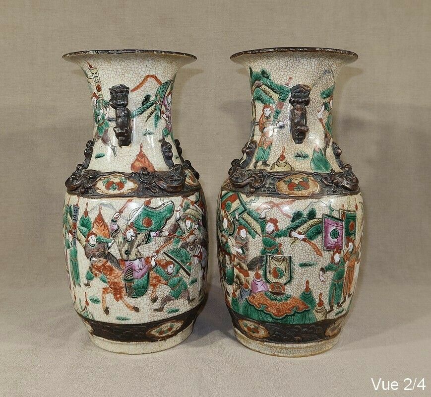 Pair Of Nanjing Porcelain Vases, China, Late 19th Century photo Home Decor
