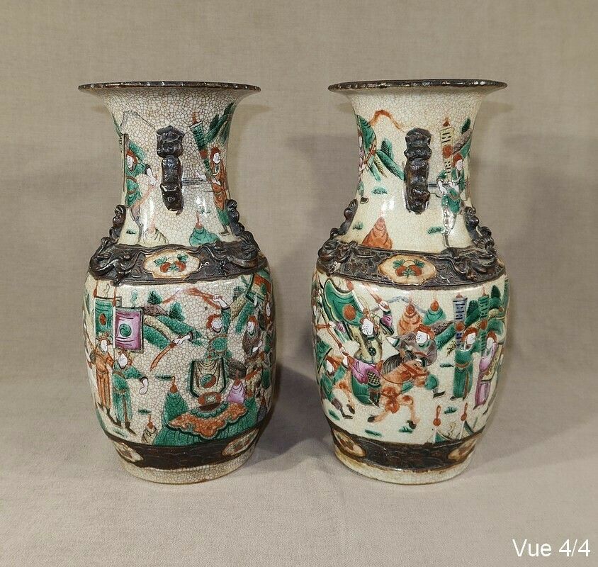 Pair Of Nanjing Porcelain Vases, China, Late 19th Century photo vinterior
