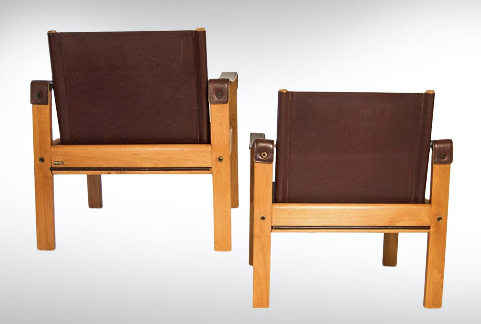 Karl Heinz Bergmiller For Escriba Brazil Pair Of Safari Leather Armchairs And Coffee Table photo 1950.0