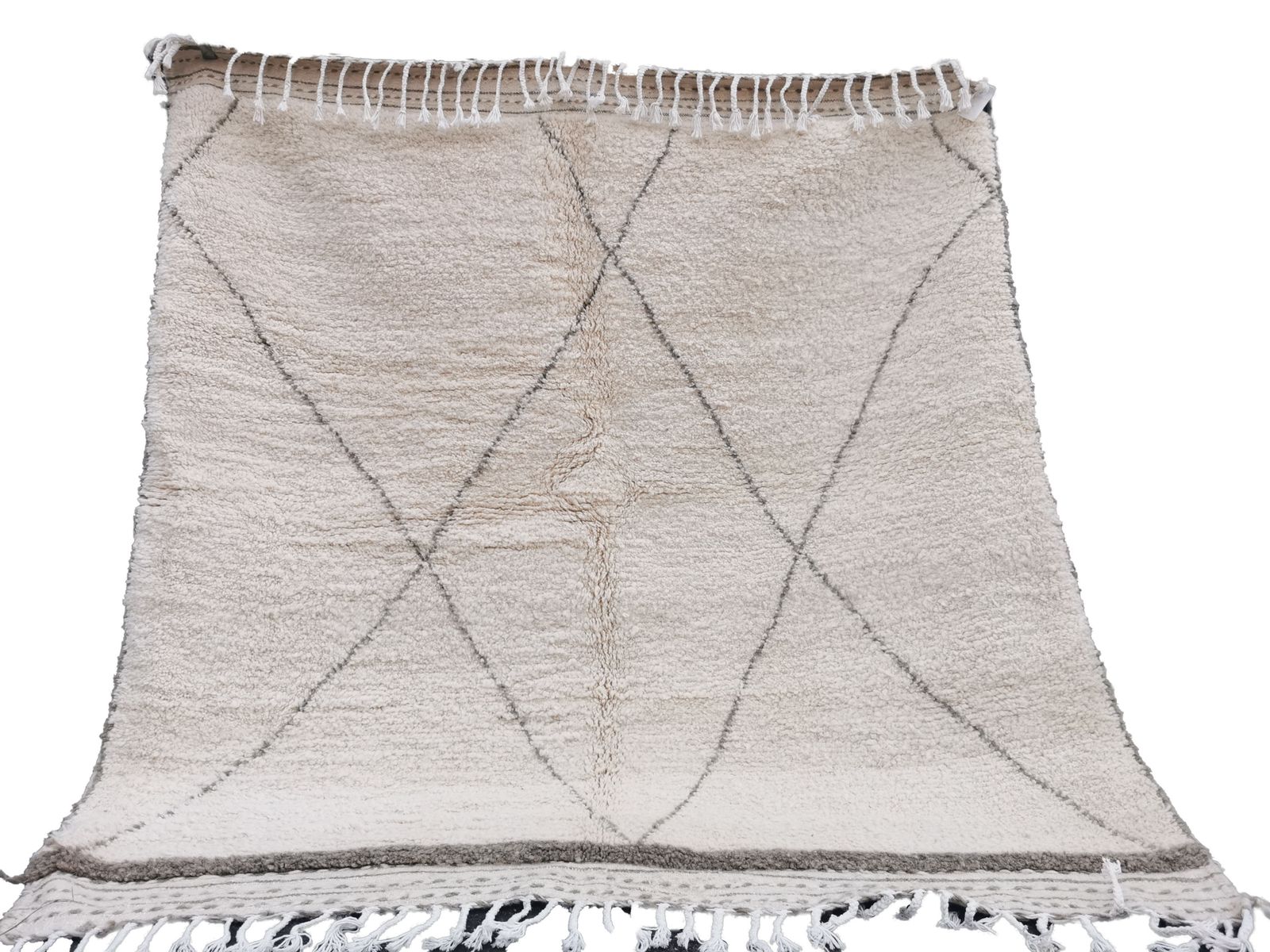No Custom Fee. Large Cream Handmade Moroccan Beni Ouarain Rug Berber Carpet. Natural Wool 170x180