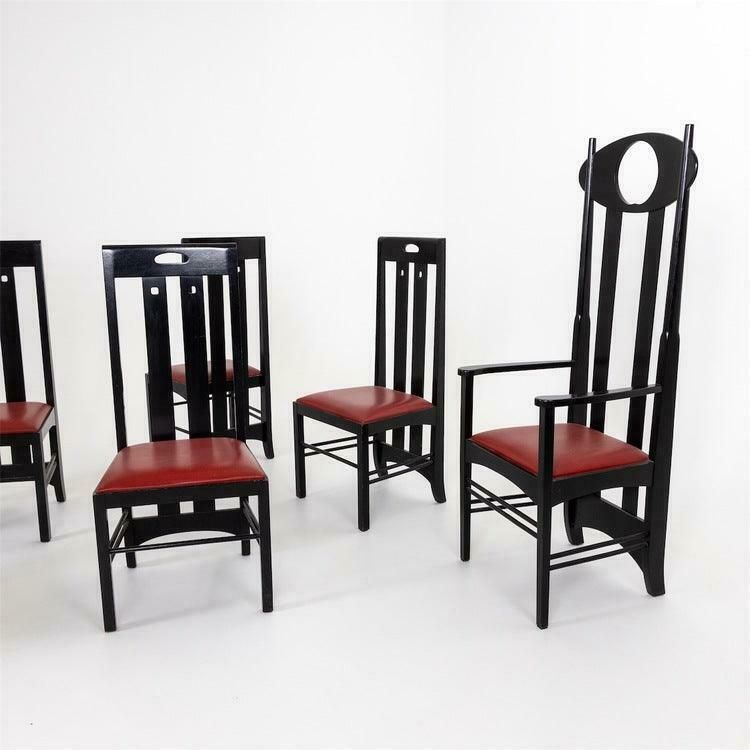 Stoelen In De Stijl Van Charles Rennie Mackintosh, Vermoedelijk Jaren 1970 photo Meubels