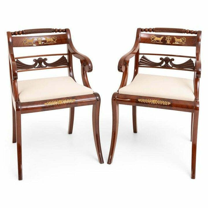 Set Of Eight Dining Room Chairs And Armchairs, Northern Germany Around 1830 photo for sale