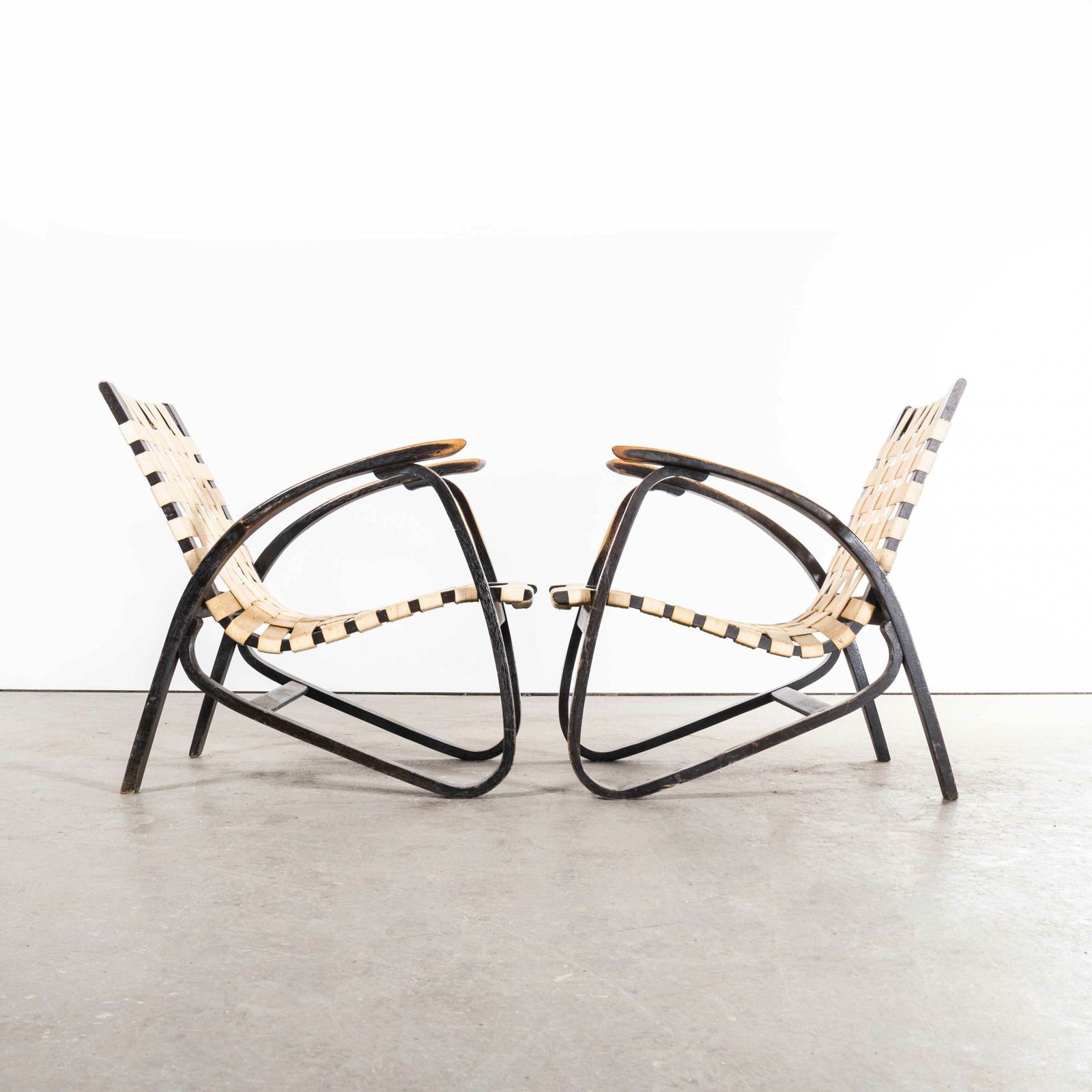 1930’s Pair Of Webbed Bentwood Armchairs By Jan Vanek photo 2700.0
