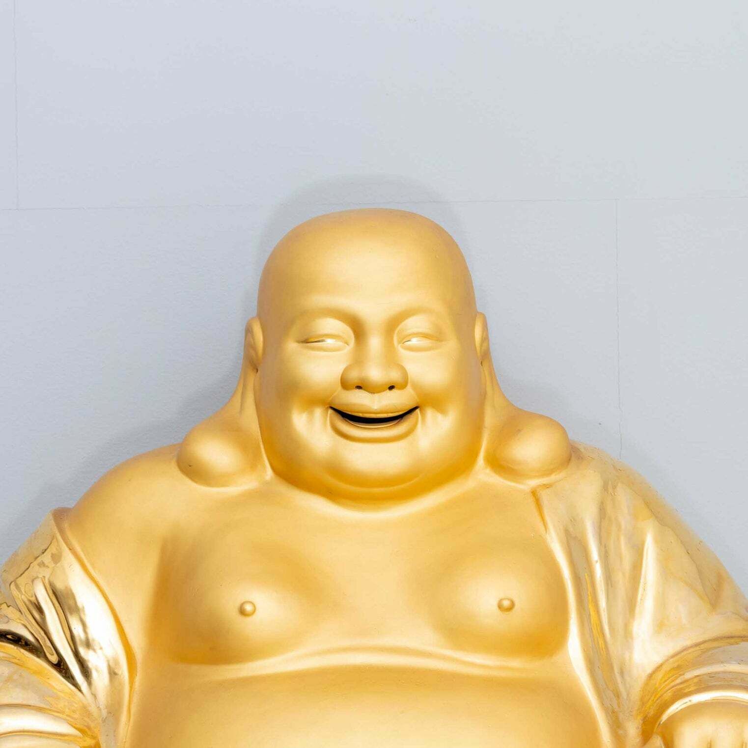 Bouddha rieur doré en porcelaine, XXe siècle