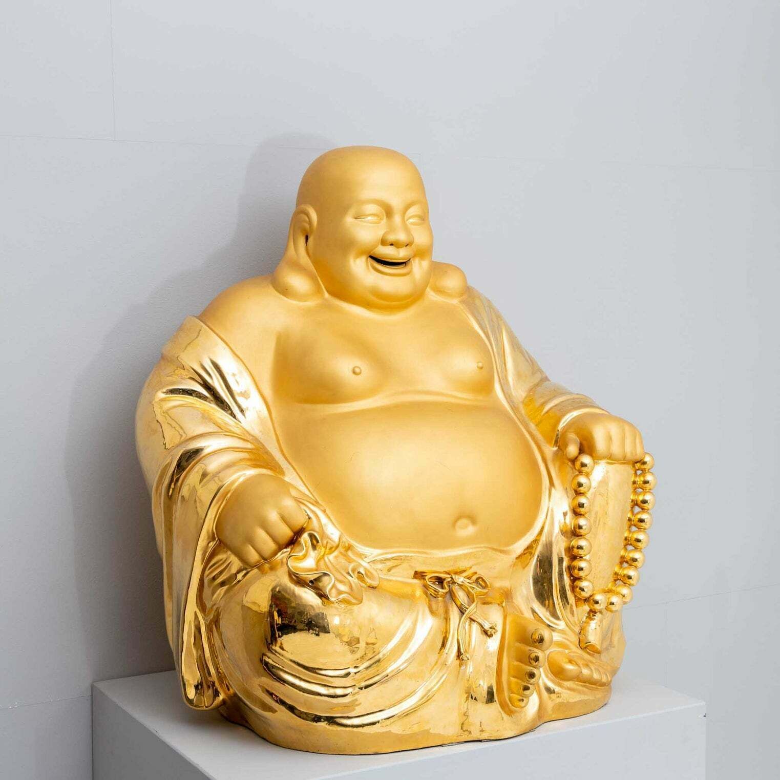 Gouden Lachende Boeddha Van Porselein, 20e Eeuw photo 3535.0