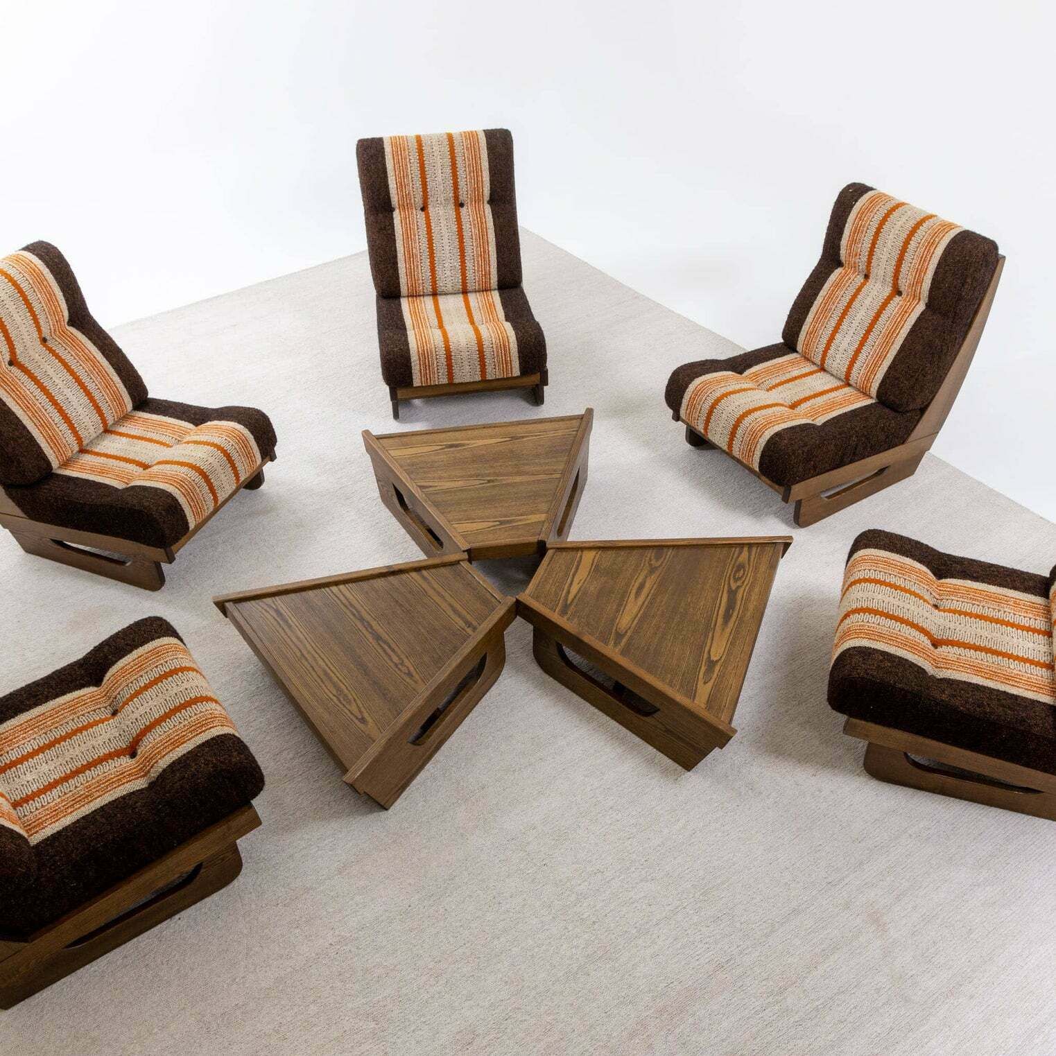 photo vinterior Modular Seating Group With Five Lounge Chairs, Italy 1950s