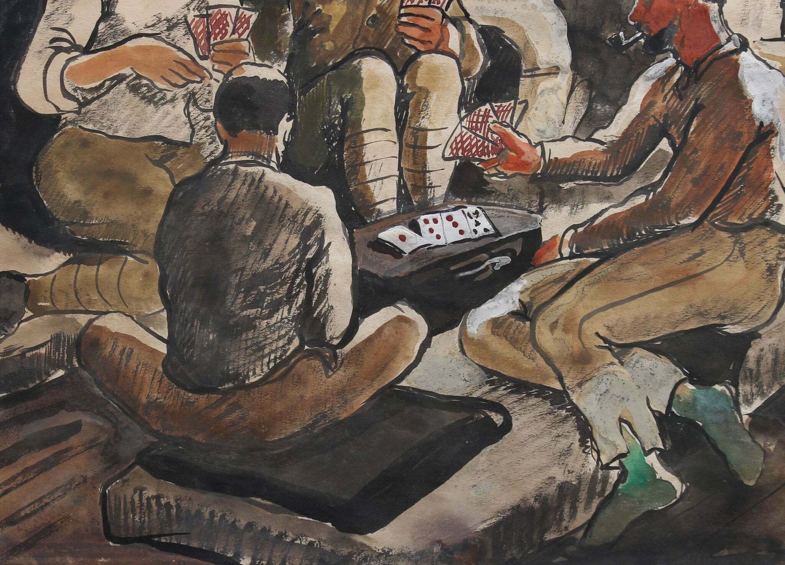 photo vinterior 'Soldiers Playing Cards' By Yves Brayer (1939)