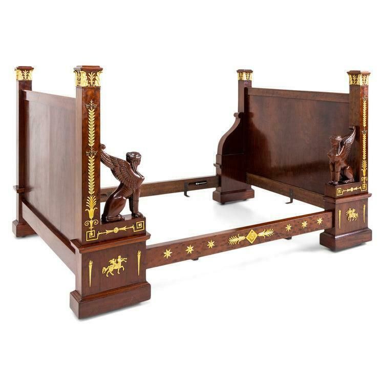Empire Bed With Winged Caryatids And Firegilt Bronze Applications, France Circa 1815/20