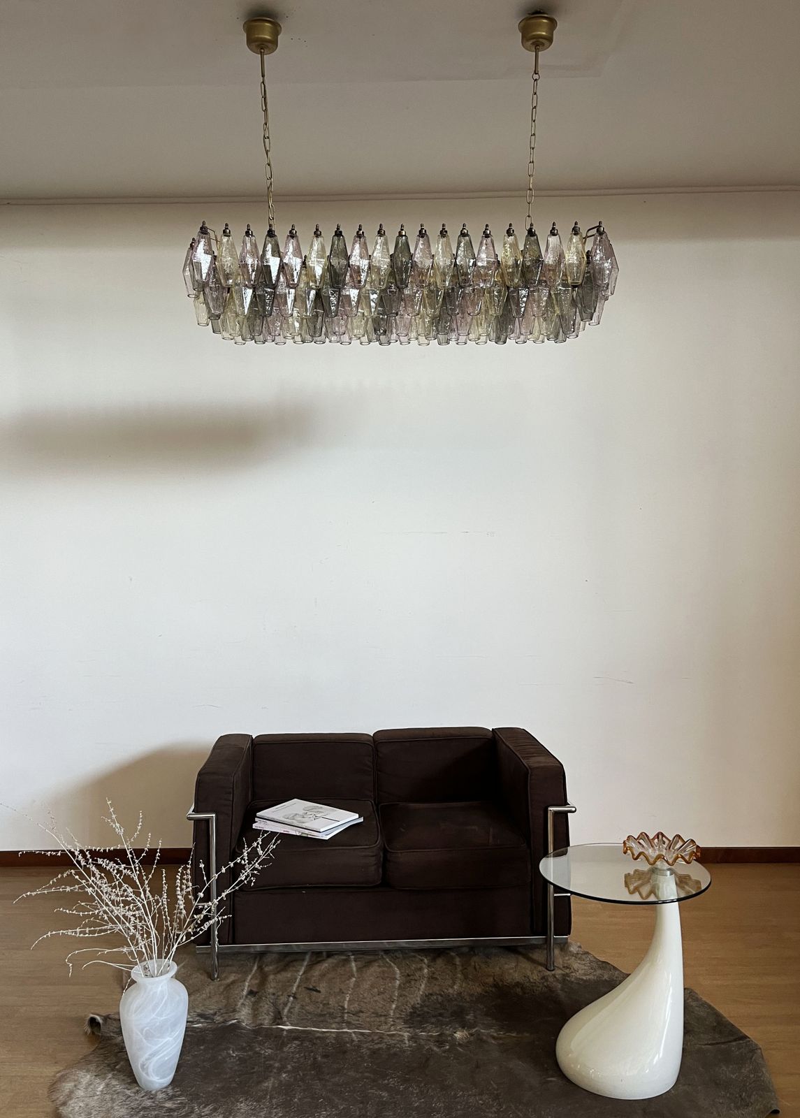 photo vintage Elegant Murano Poliedri Chandelier   Carlo Scarpa   138 Multicolored Glasses