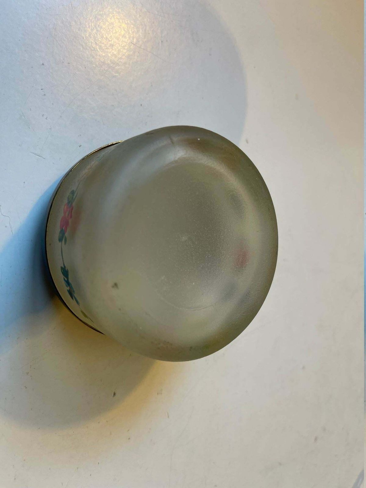 Antique French Powder Trinket In Hand Painted Porcelain & Glass photo buy