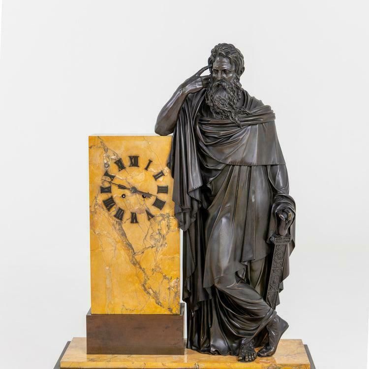 Bronze Mantel Clock, Restauration Period France, Movement Dated 1827. photo vintage