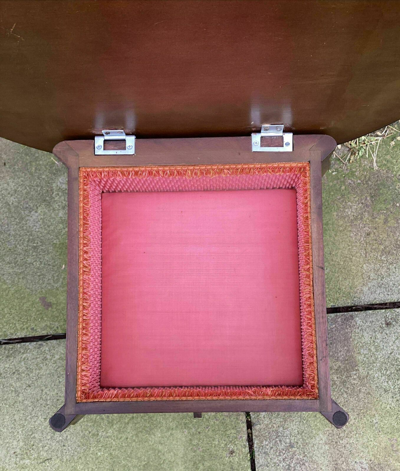 photo for sale Cws Wooden Sewing Work Table.. Lift Up Lid To Lined Interior Section.