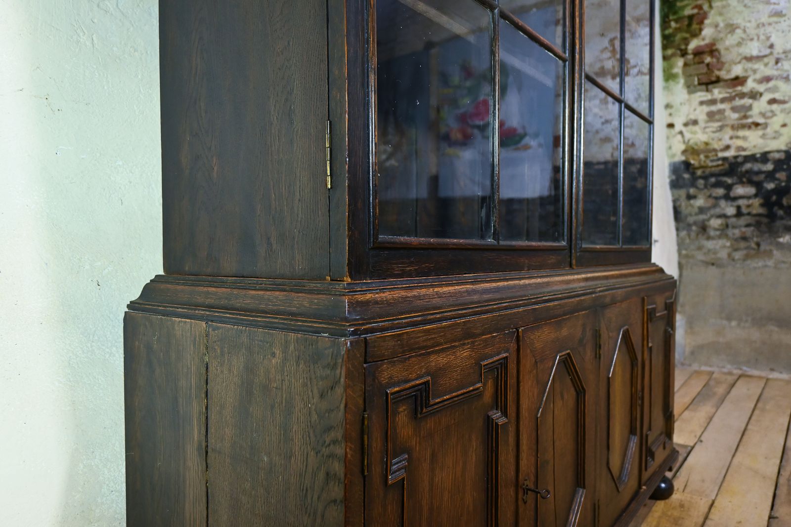 photo vinterior 19th Century Glazed Bookcase Cabinet Manner Of Samuel Pepys