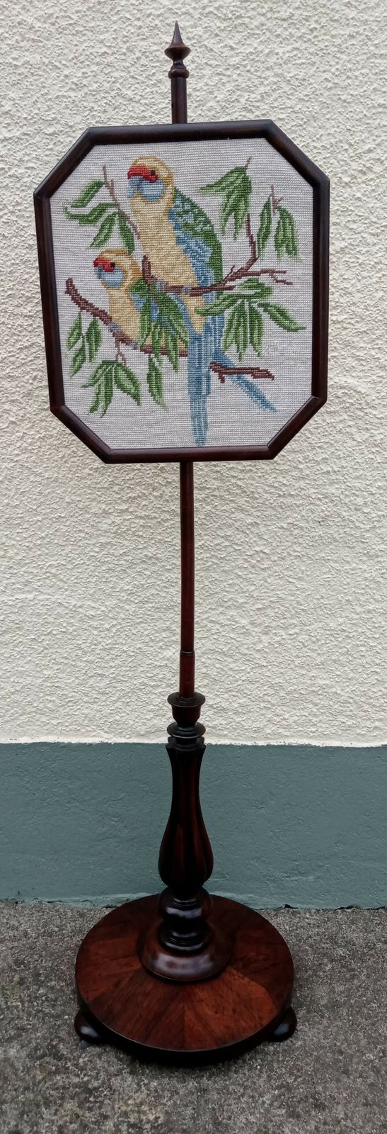 Victorian Rosewood & Tapestry Pole Fire Screen