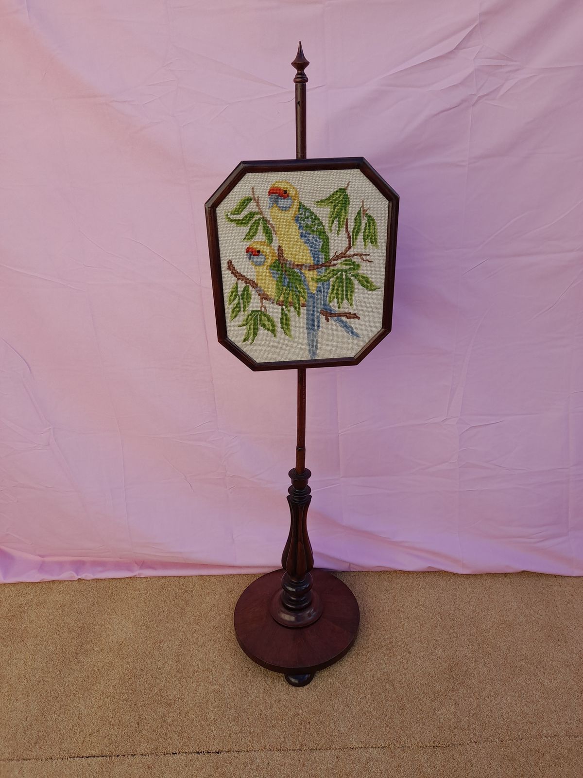 Victorian Rosewood & Tapestry Pole Fire Screen photo for sale