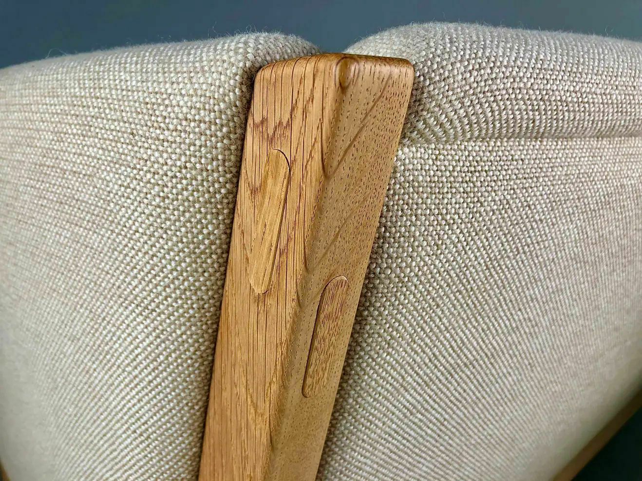 Danish Hans J. Wegner Three Seat Sofa In Oak And Fabric By Getama photo 3500.0