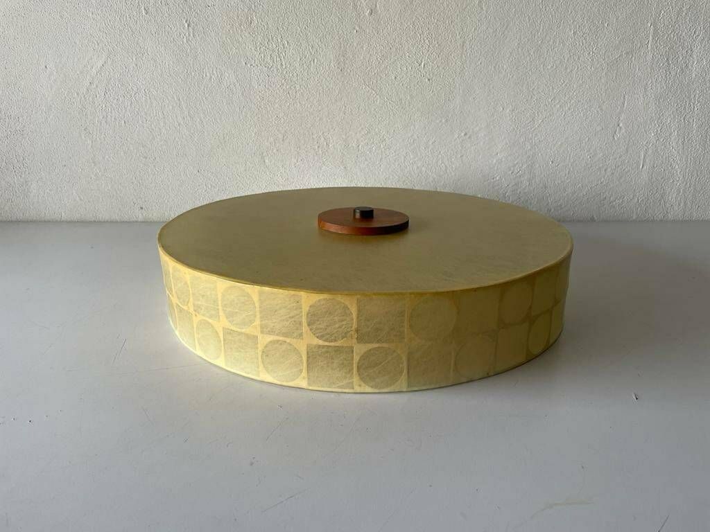 Round Cocoon Large Flush Mount Ceiling Lamp By Goldkant, Achille Castiglioni Era, 1960s, Germany