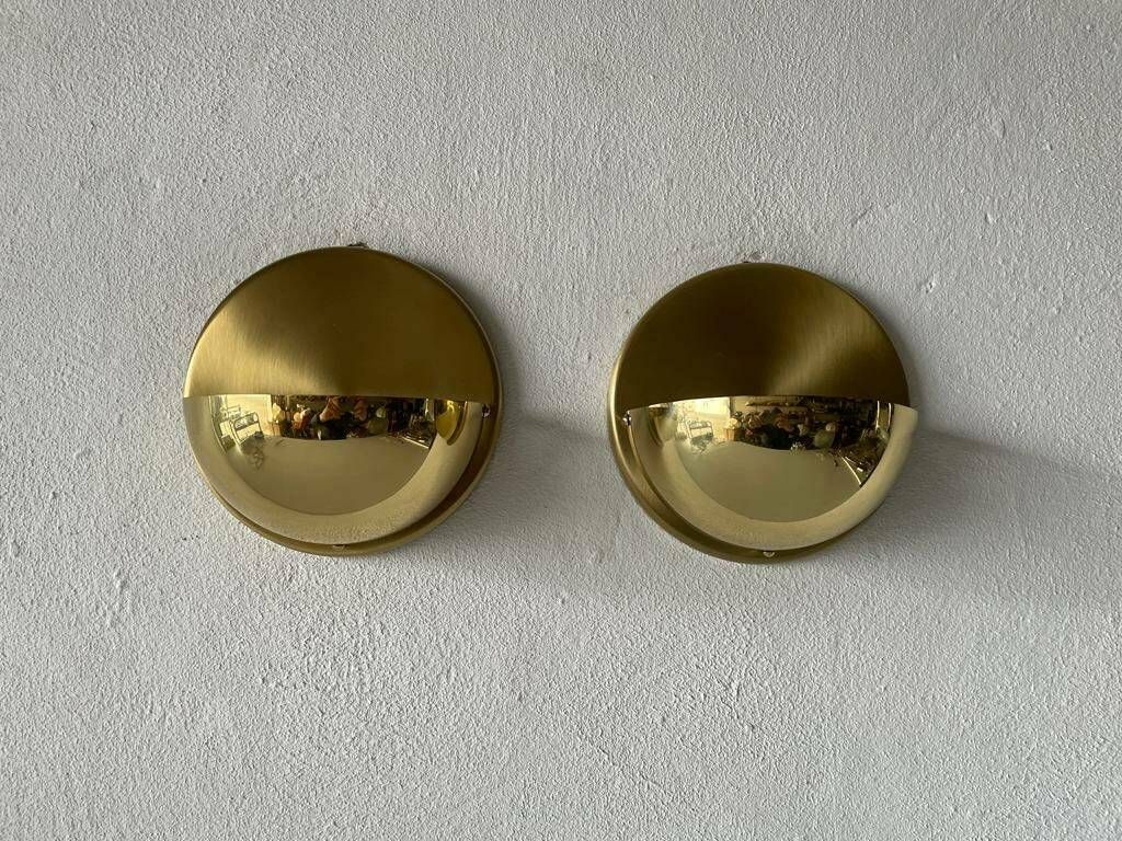 Brass Pair Of Sconces By Bankamp Leuchten, Arnsberg 1, 1970s, Germany photo vinterior