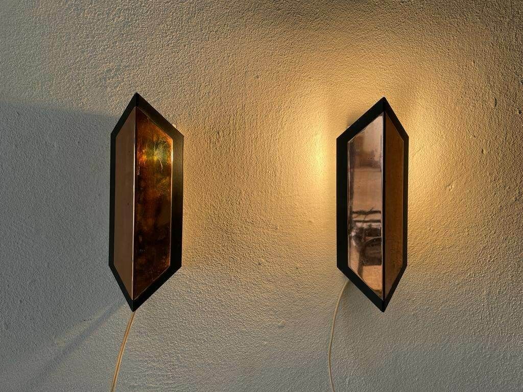 Copper Coloured Geometric Design French Pair Of Sconces, 1950s, France photo furniture