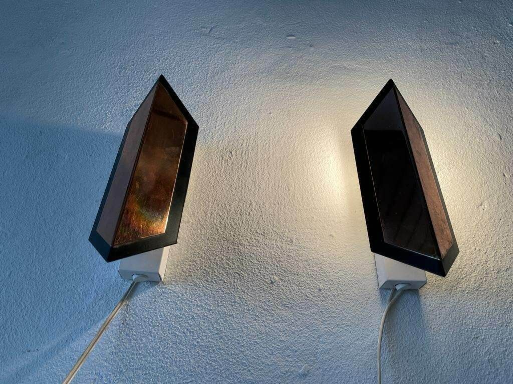 Copper Coloured Geometric Design French Pair Of Sconces, 1950s, France photo buy
