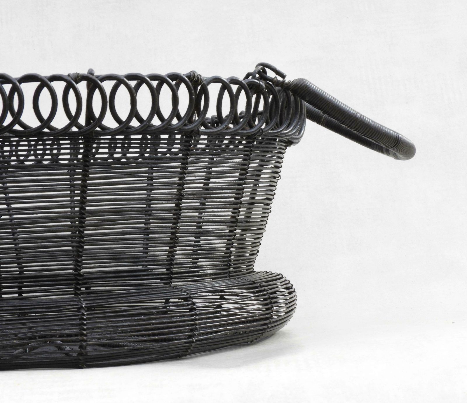 Home Decor Antique French Woven Wire Basket, Circa 1900 photo