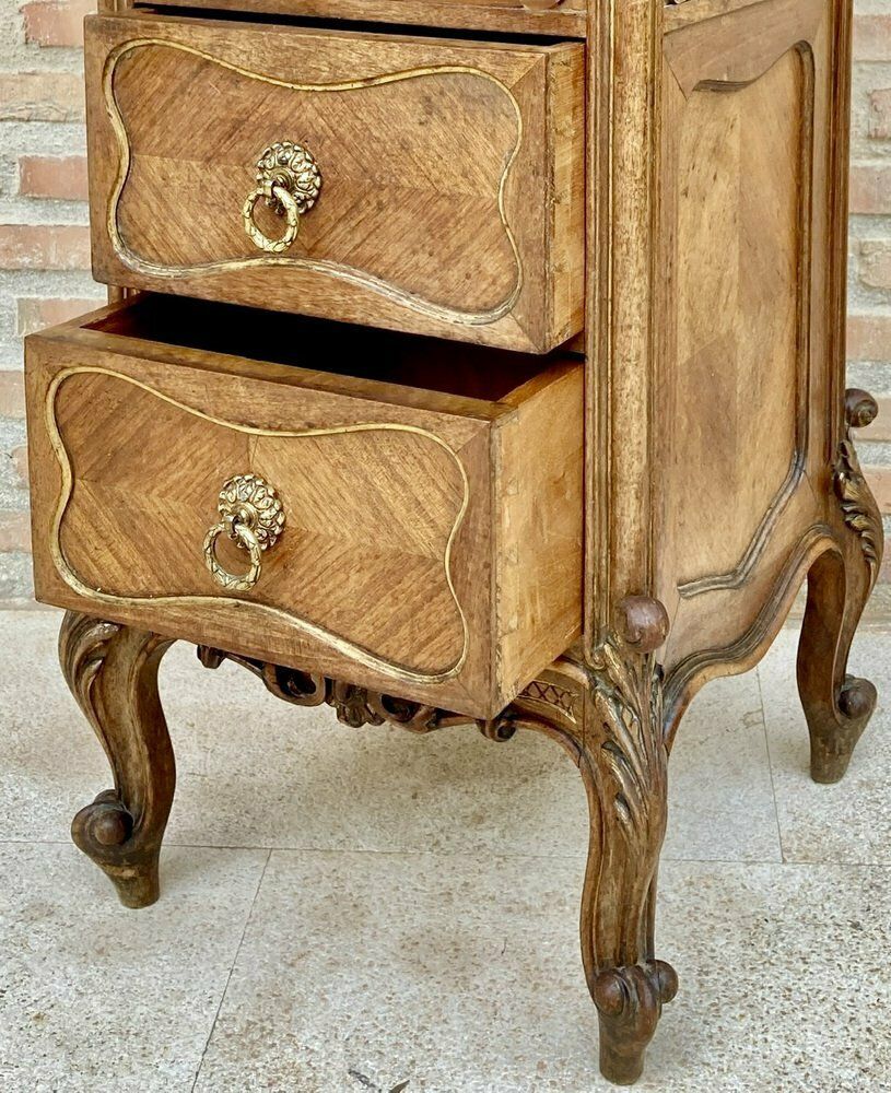 photo buy Spanish Louis XVI Style Wood & Red Marble Nightstands, 1920s, Set Of 2