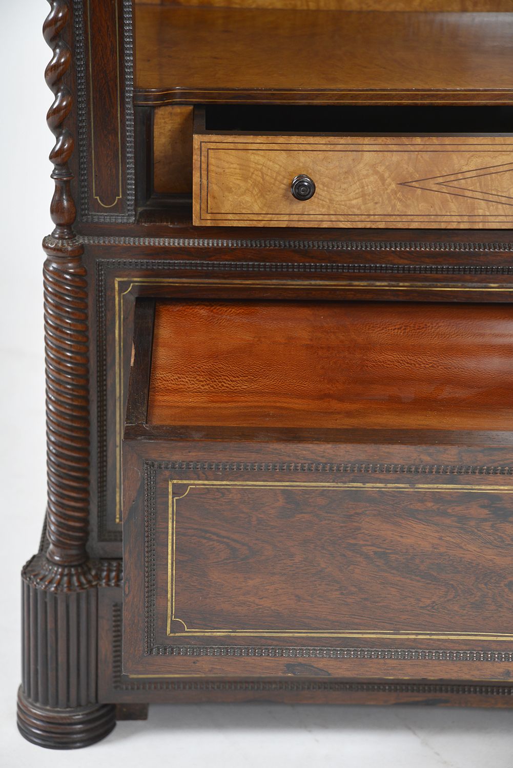 photo for sale 19th Century Louis XVI Style French Vitrine Display Cabinet Bookcase Rosewood Satin Birch Boxwood London Plane