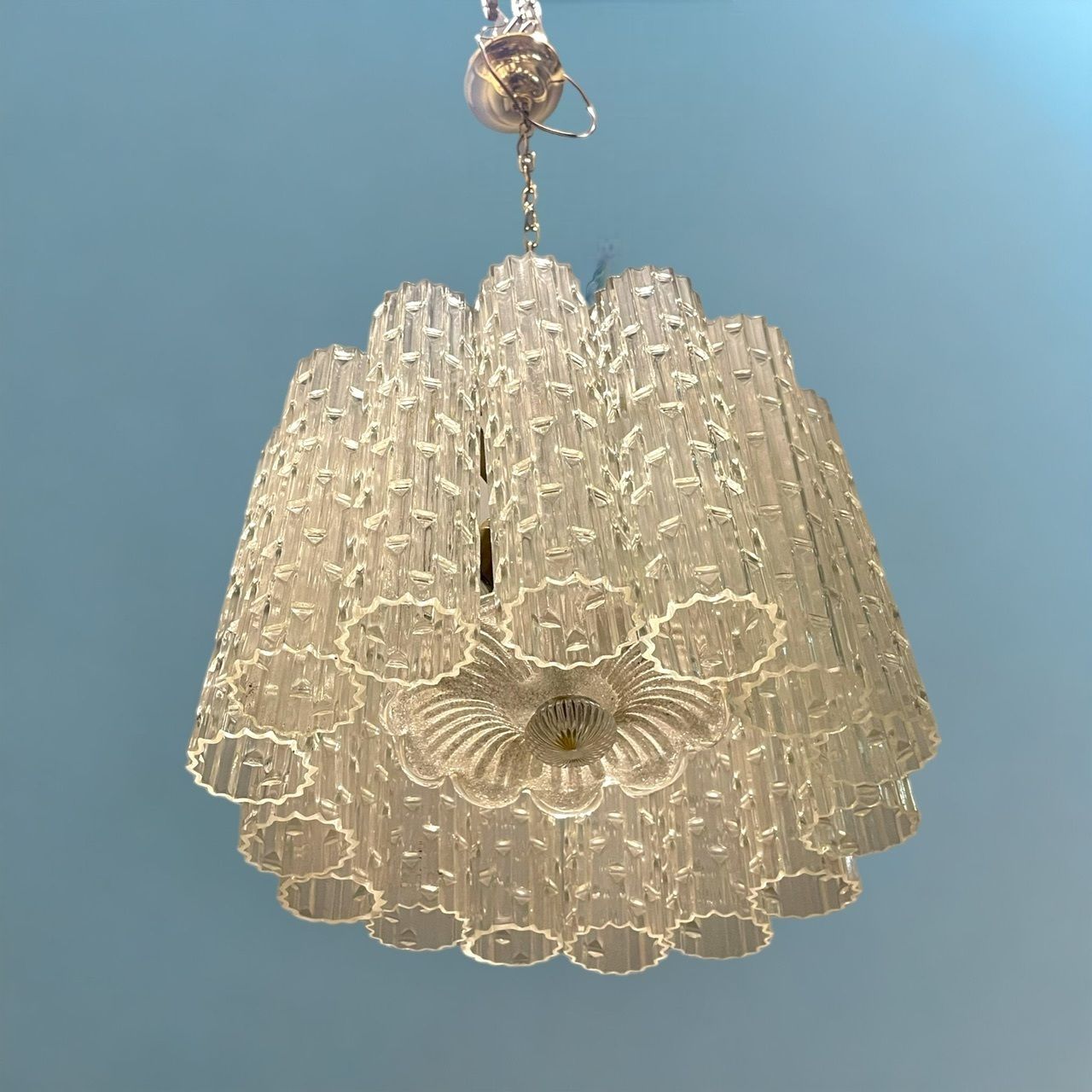 Murano Glass Tube Chandelier By Venini