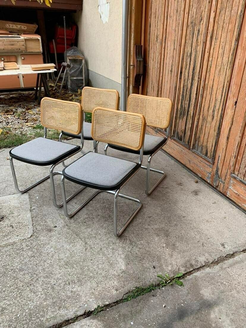 Mid Century Modern Italian Marcel Breuer B32 Cesca Chair, 70s Set Of 4 photo furniture