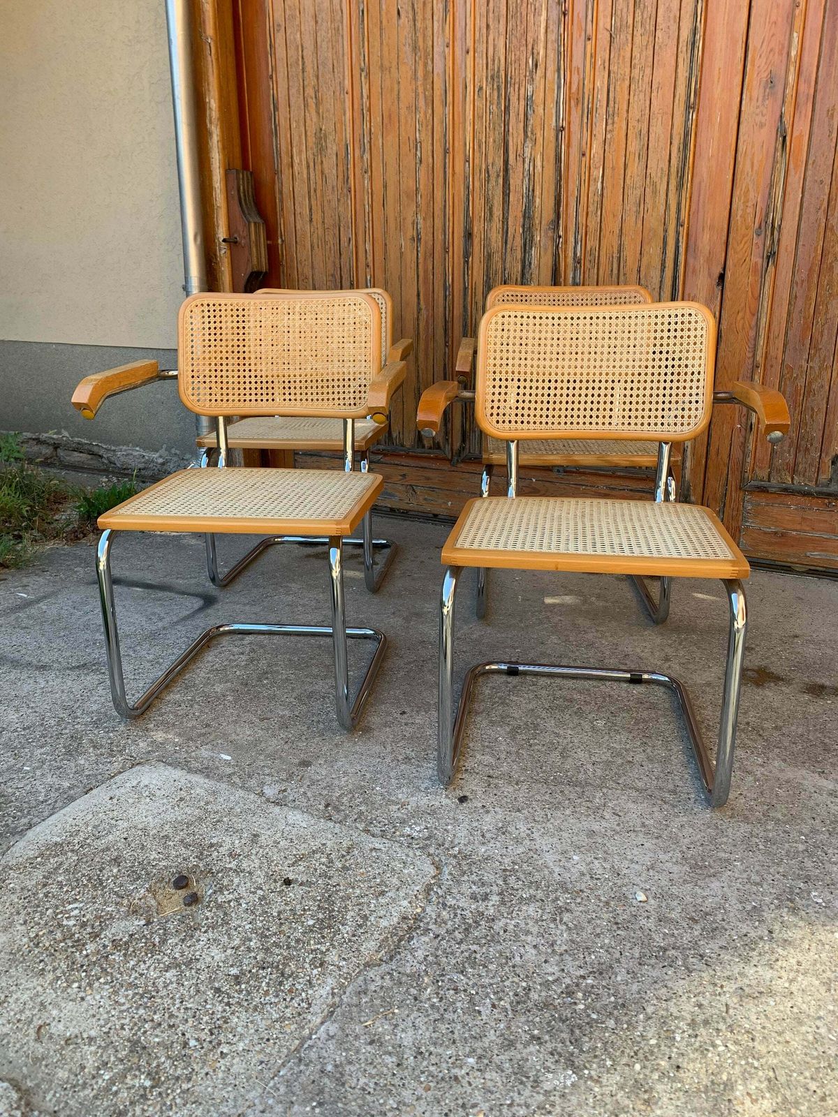 Mid Century Cantilever Chairs Set Of 4 / Marcel Breuer B64 Italian Armchairs / Made In Italy photo furniture