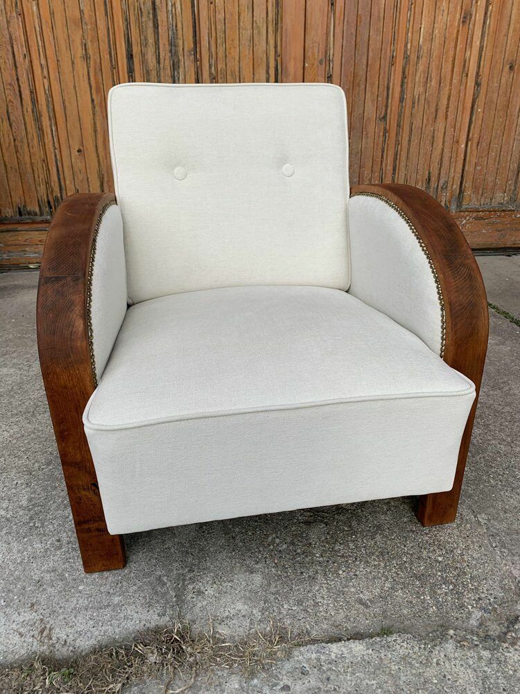 Art Deco Beige Lounge Chair, 1920s photo vintage