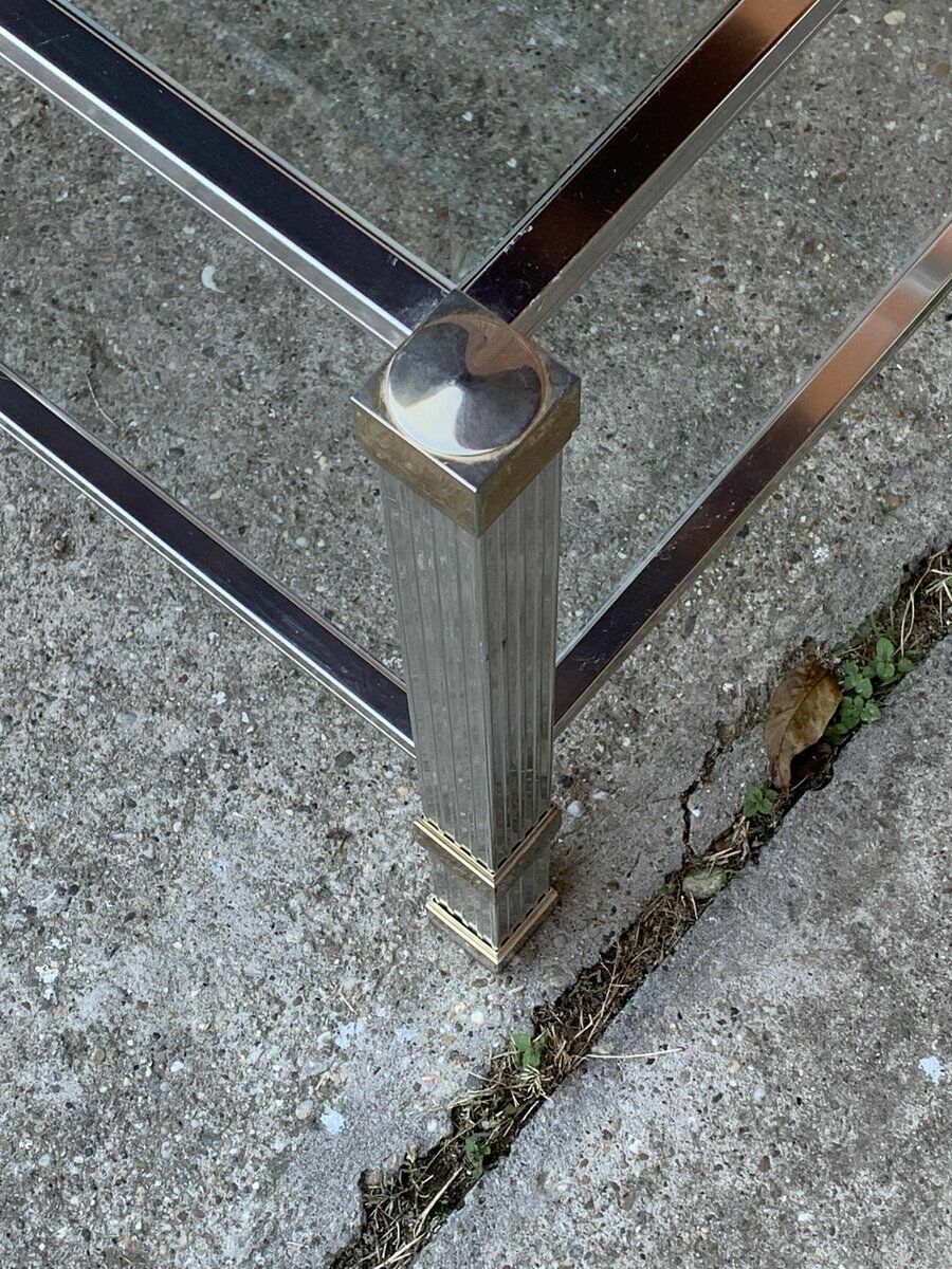 Vintage Brass And Chrome Coffee Table By Pierre Vandel, Paris, 1970s photo buy