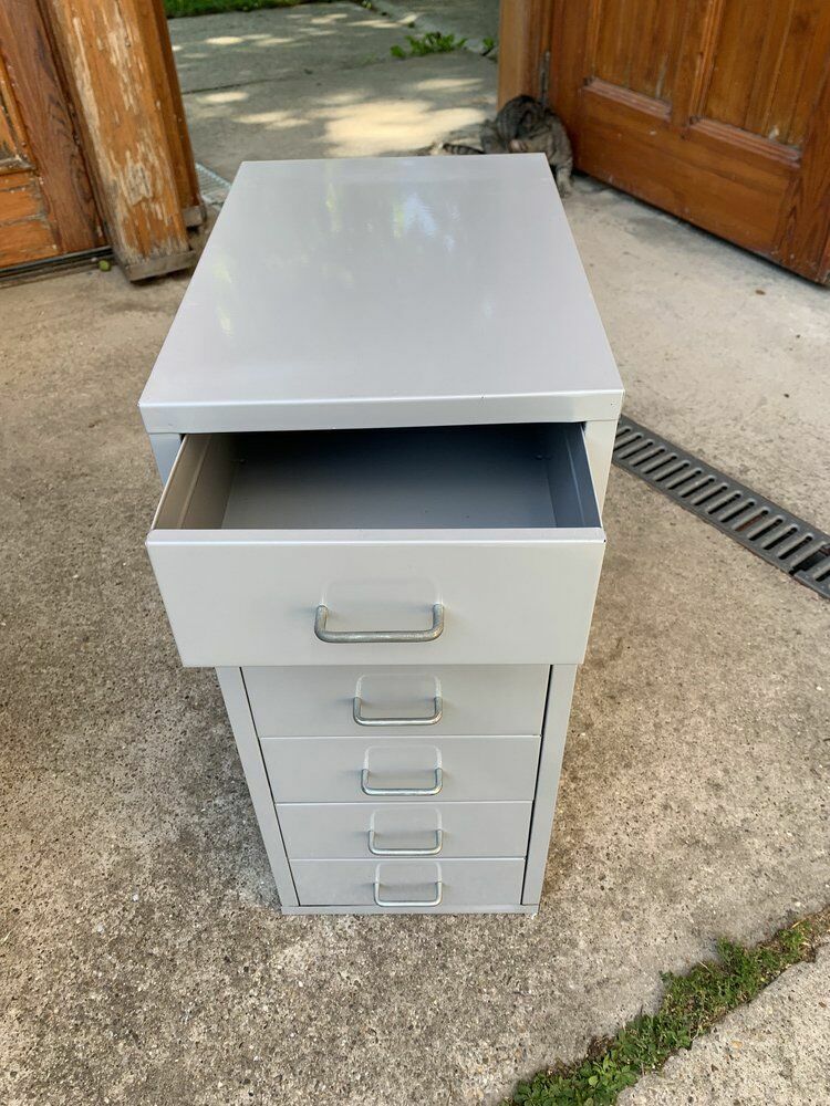 Industrial Grey Metal Chest Of Drawers, 1980s photo for sale