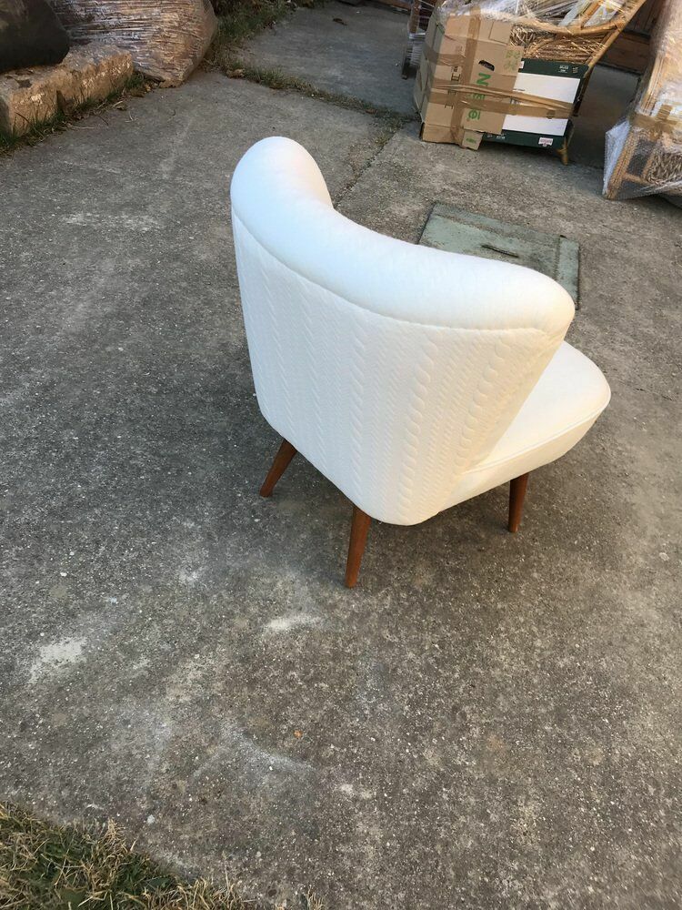 Hungarian White Club Chair, 1950s photo vinterior