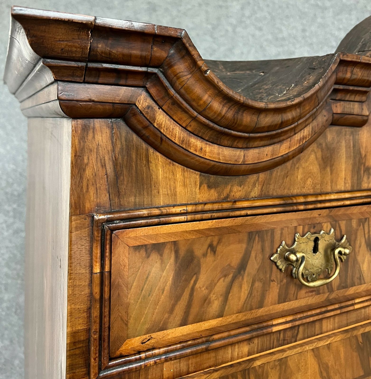 photo for sale An Unusual William And Mary Period Figured Walnut Escritoire