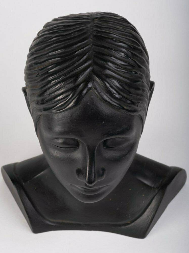 Danish Sculptural Bust Of Woman In Clay, 1975 photo for sale
