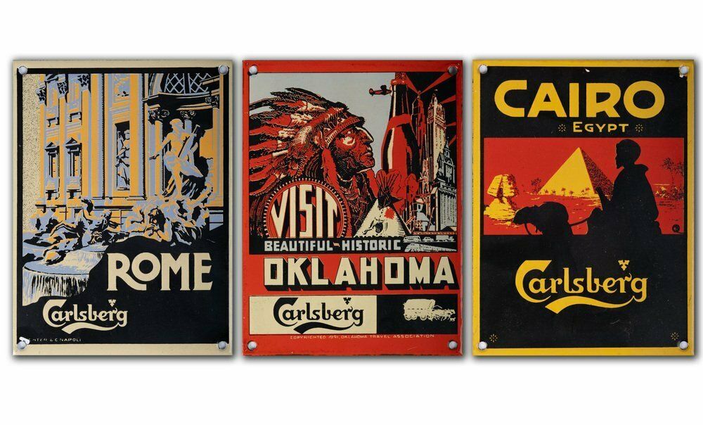 Danish Enamel Signs By Carlsberg, 1950s, Set Of 3 photo furniture