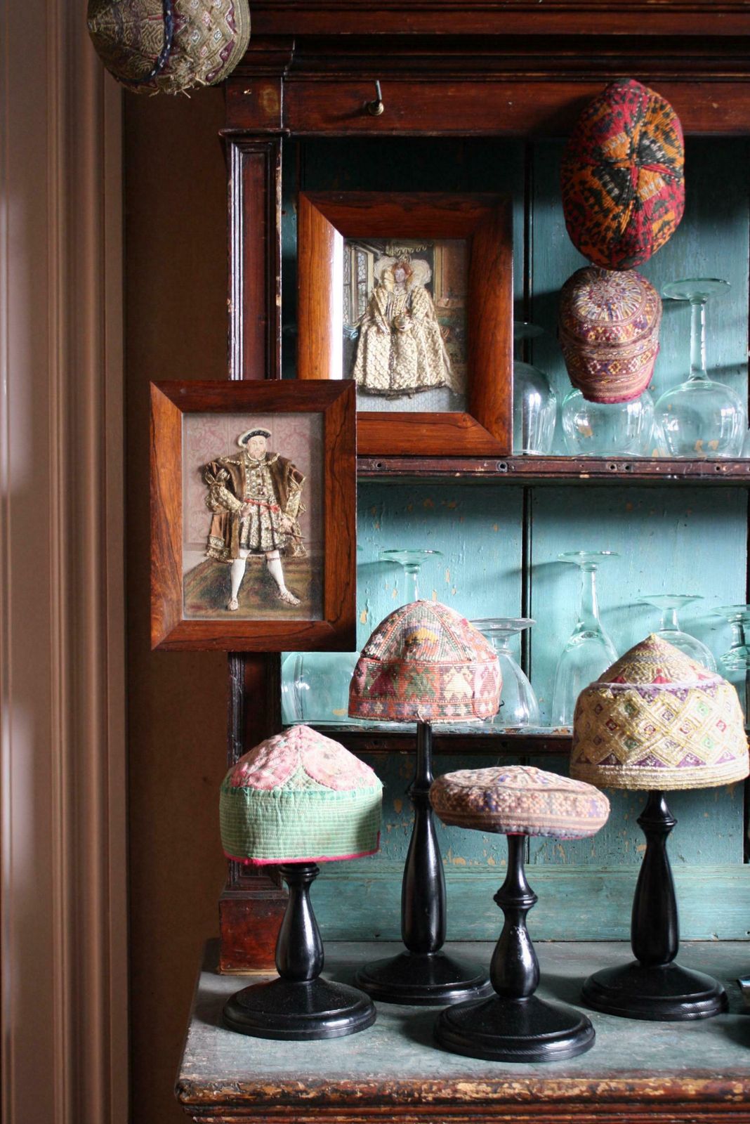 Early 20th Century Folk Art Appliqué Collages Henry VII & Queen Elizabeth 1st photo furniture